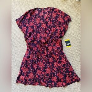 Lands' End Red and Black Floral Dress